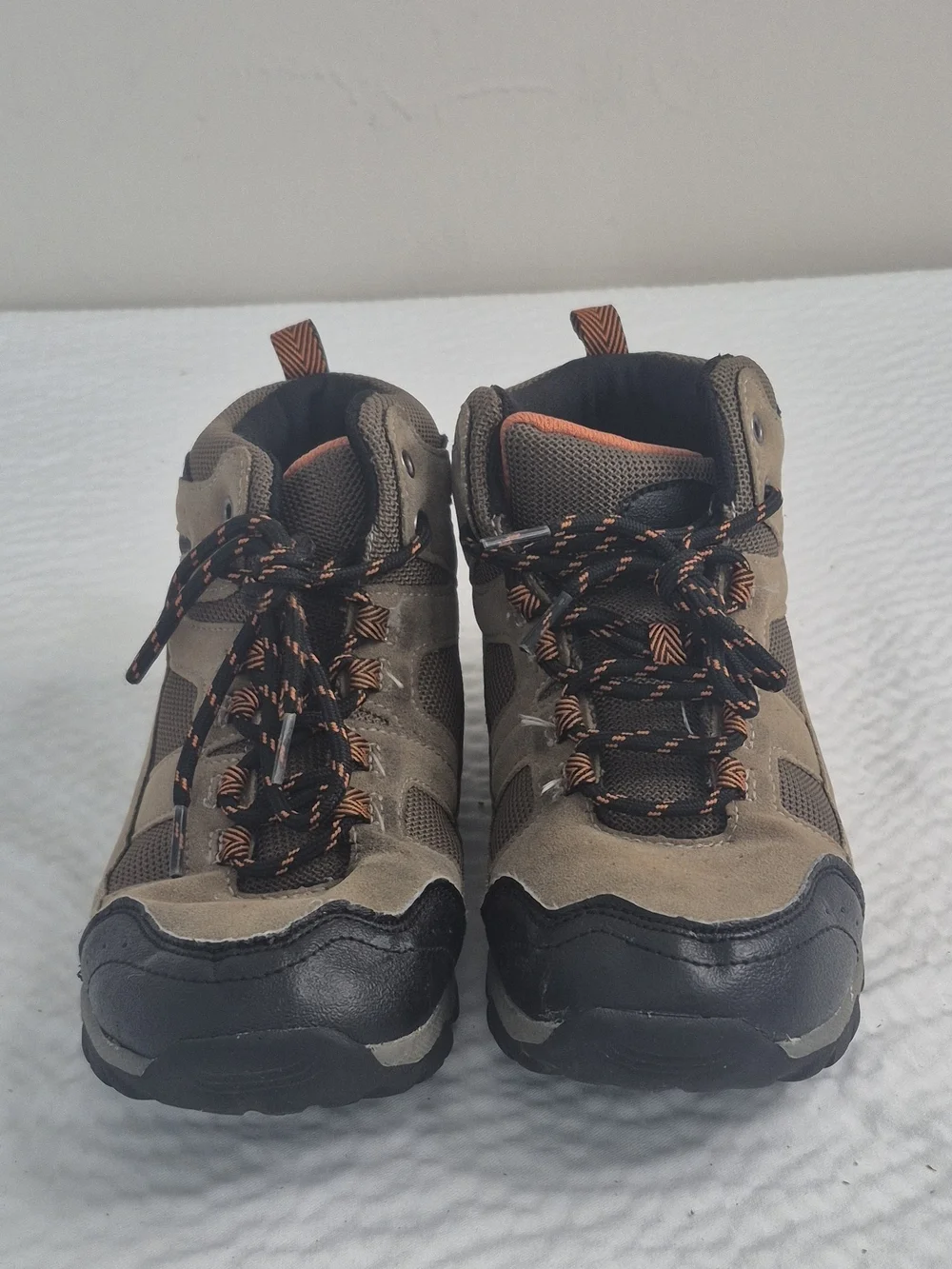 Ozark Trail Boys Hiking Boots Brown/Black/Orange Lace Up US 4 EU 36